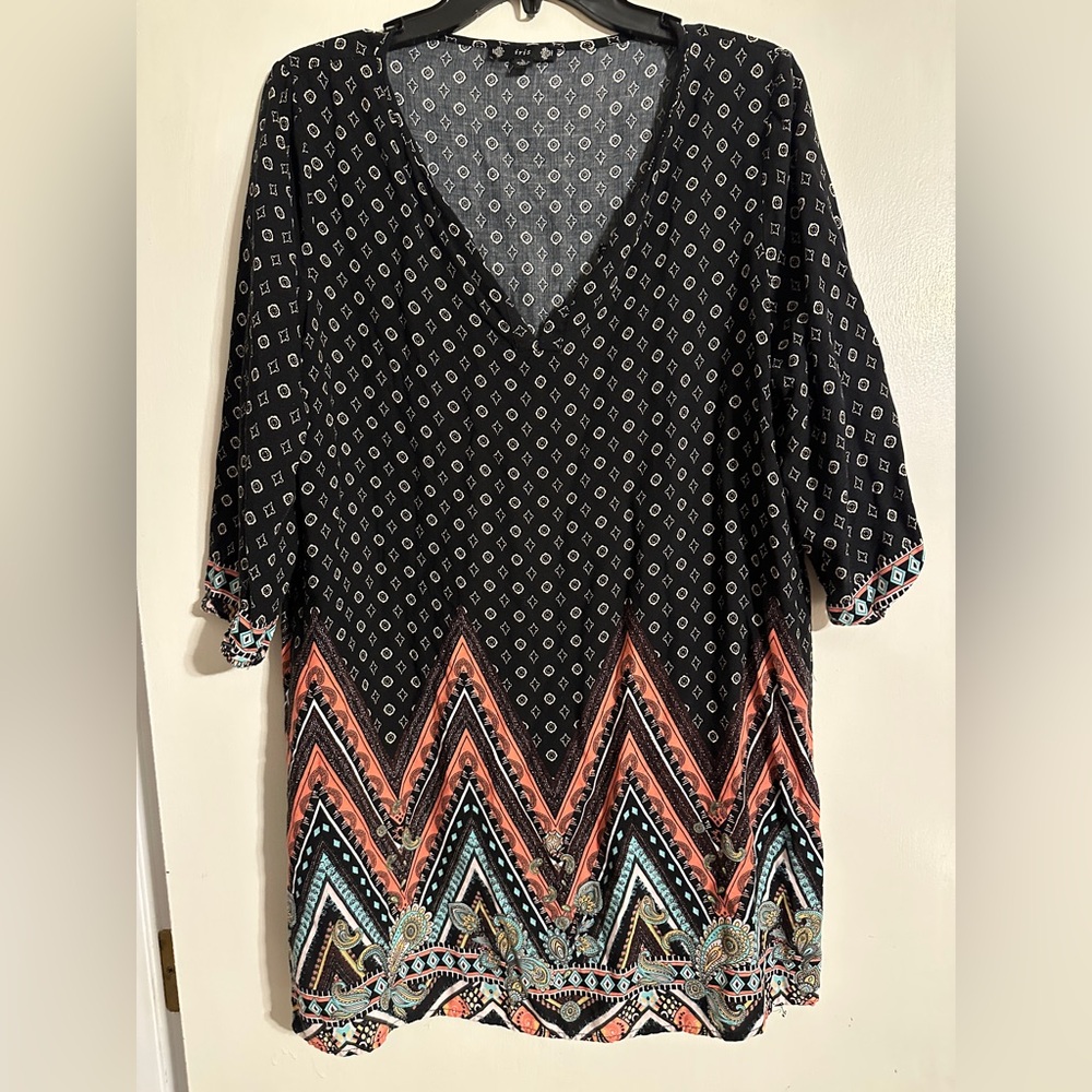 Iris Black and White Patterned Long shirt or short dress
